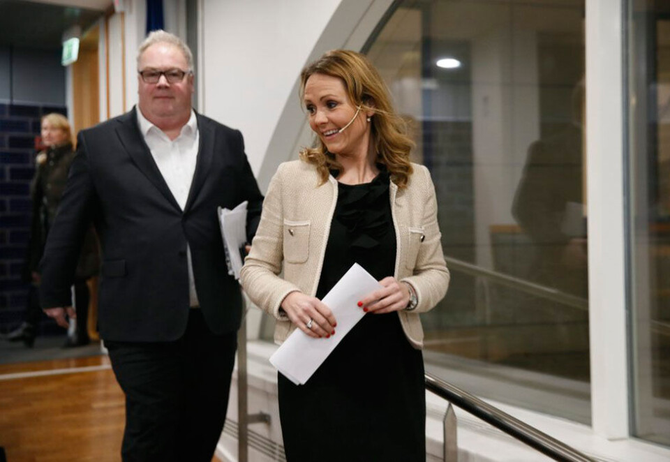 Vil ha medieavgift: Kulturminister Linda Hofstad Helleland la frem nye modeller for finansiering av NRK torsdag, blant annet en ny skattebasert modell som skal utredes. Foto: Cornelius Poppe/NTB Scanpix.