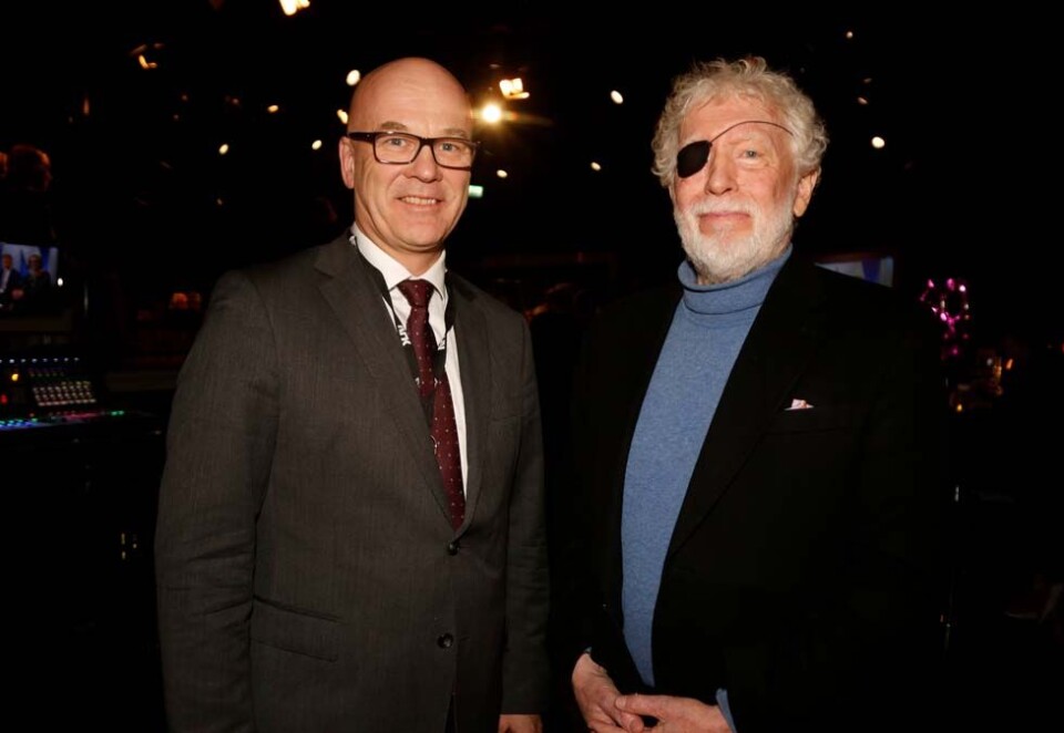 Samlet til jubileum: Kringkastingssjef Thor Gjermund Eriksen arrangerte i dag 60-års bursdagsfest for Dagsrevyen på Marienlyst i Oslo. Foto: Eivor Eriksen