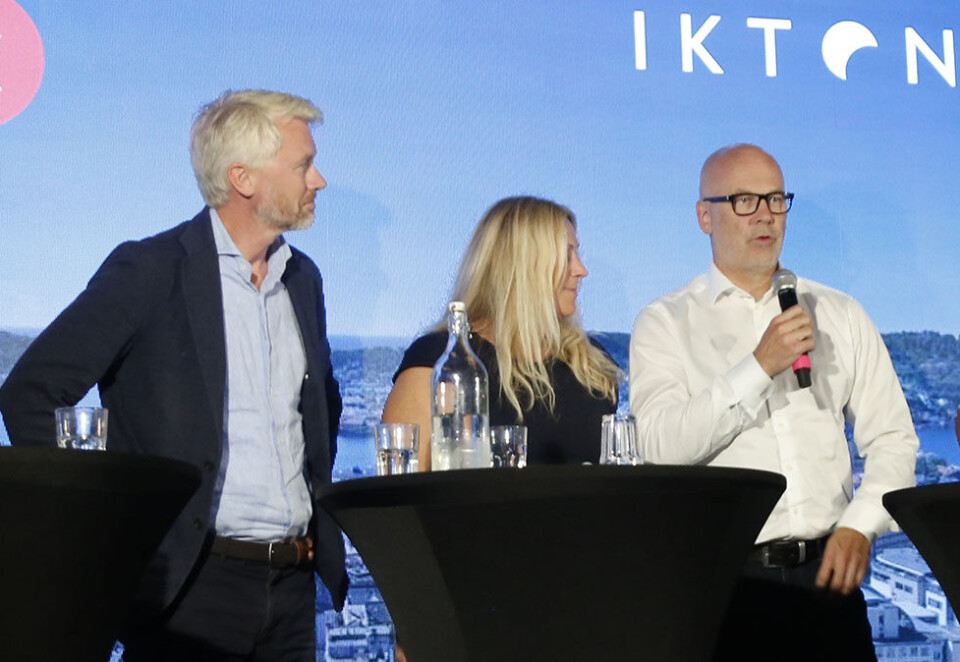 Vinnere og tapere: NRK-sjef Thor Gjermund Eriksen (til høyre) møtte TV 2-sjef Olav T. Sandnes og Lyse-sjef Toril Nag til debatt i Arendalsuka i august. De skal alle bryne seg på nordmenns nye tv-vaner i høst. Foto: Eivor Eriksen