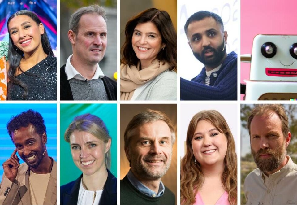 Årets medienavn: Øverst fra venstre: Selma Ibrahim, Bjørn Olav Jahr, Kjersti Løken Stavrum, Ahmed Fawad Ashraf, ChatGPT (tolket av Dall-E 2), Jonis Josef, Alexandra Beverfjord, Andreas Selliaas, Martha Leivestad og Sigurd Falkenberg Mikkelsen