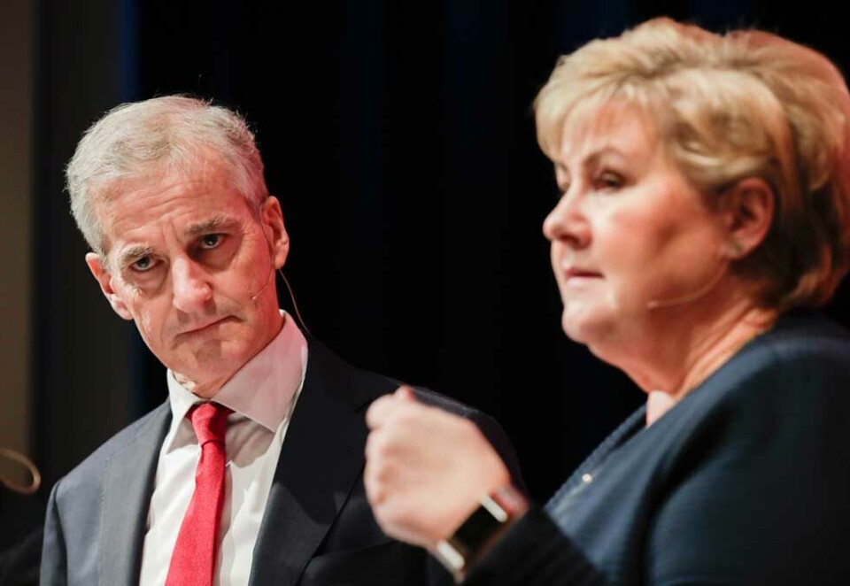 Digitale endringer: Christian Laland, tidligere digitalsjef i Høyre, tror koronakrisen vil få betydning for neste års valgkamp. - Det vi nå opplever, endrer måten bedrifter, organisasjoner og partier kommuniserer, skriver han. Her Ap-leder Jonas Gahr Støre og statsminister Erna Solberg. Foto: Scanpix.