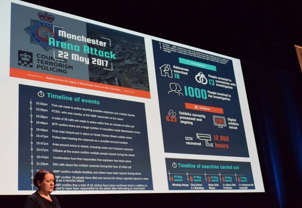 Benyttet grafikk: Ett av grepene kommunikasjonsavdelingen i Greater Manchester Police tok for å begrense tiden de brukte på å svare på de samme spørsmålene fra pressen - igjen og igjen, var å lage grafiske fremstillinger av fakta de satt på. Foto: Hilde Nyman