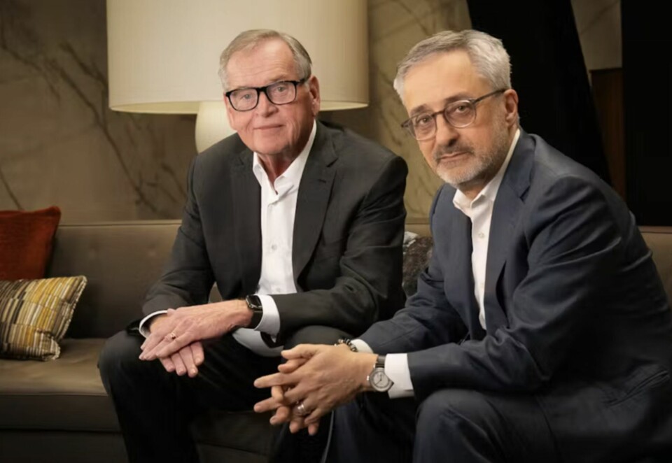 Slår seg sammen: Gigantfusjonen mellom de to amerikanske byrånettverkene Omnicom og Interpublic vil skape et av verdens største reklameselskaper. Her de to toppsjefene John Wren fra Omnicom og Phillippe Krakowsky.