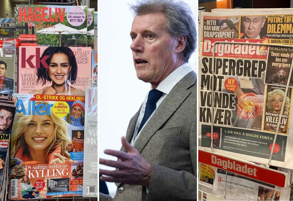 Taper på medier: Konsernsjefen i Aller i Norden, Dag Sørsdahl, må se omsetningen på medieområdet stupe kraftig. Nå taper også Aller penger på sin medievirksomhet. Foto: Faksimile/Knut Kristian Hauger/Eivor Eriksen.