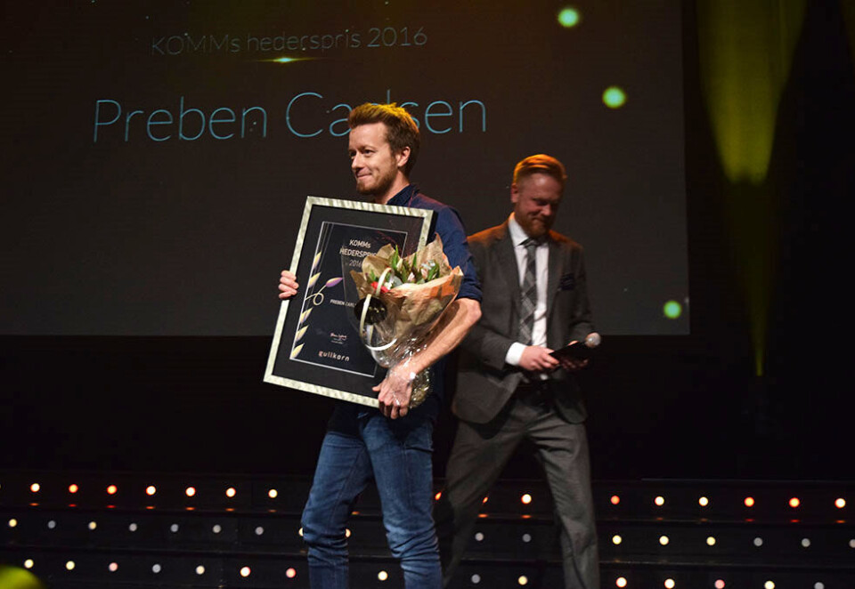 Fikk hederspris: Preben Carlsen i Trigger fikk hedersprisen på Gullkorn denne uken. Der kom han med en kraftig advarsel til sine bransjekollegaer. Foto: Dag Robert Jerijervi.