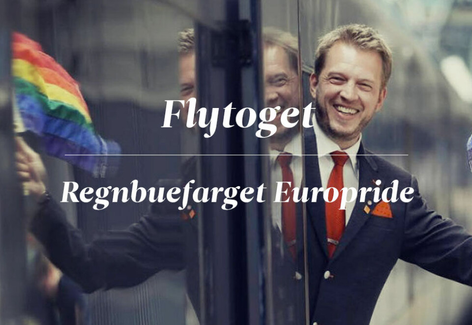 Regnbuefarget Europride-synlighet for Flytoget