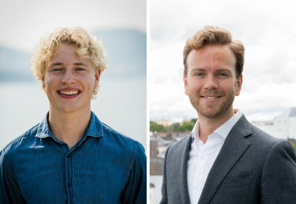 Unge talenter: Stijn van Oorschot (f.v.) og Magnus Steen Selvik begynner som konsulenter i Geelmuyden Kiese til høsten. Foto: NHHS og Geelmuyden Kiese