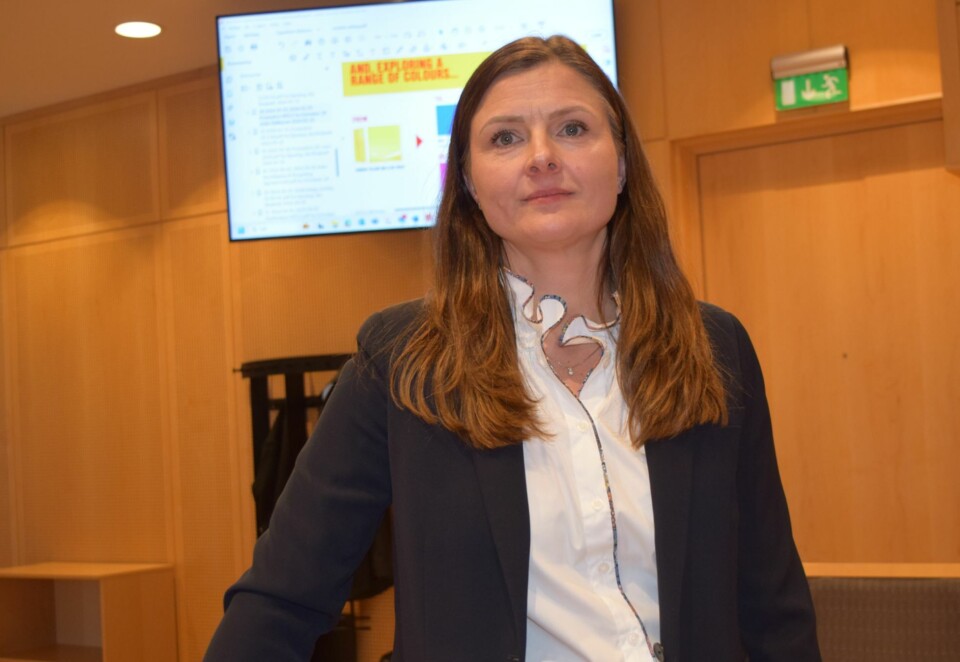 Valgte blått: Markedsdirektør i Mondelez Danmark og Norge, Sølvi Grana Slotte, forklarte designvalgene for Boble da hun vitnet i Oslo tingrett tirsdag denne uken. Foto: Anette Johansen-Desjardin