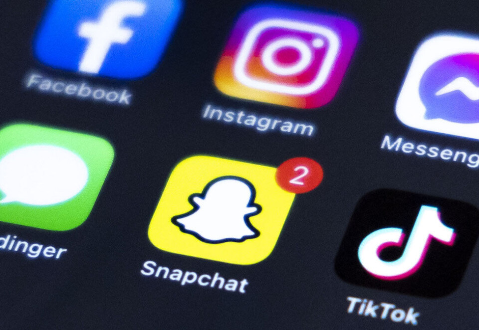 Sosiale medier: 93 prosent av unge i aldersspennene 13–15 og 16–19 år bruker Snapchat daglig, og 83 prosent av 16-19-åringene bruker TikTok på en gjennomsnittsdag. Foto: Beate Oma Dahle/NTB