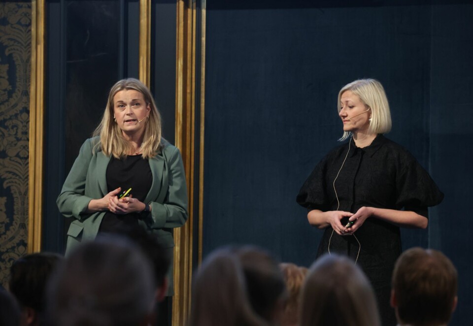 Nytt byrå: 6. januar gikk startskuddet for det strategiske innholdsbyrået Fredag, med Ane-Kamilla Eriksen og Silje Thoresen. Her under foredraget på Content Marketing-dagen i regi Kampanje. Foto: Eivor Eriksen