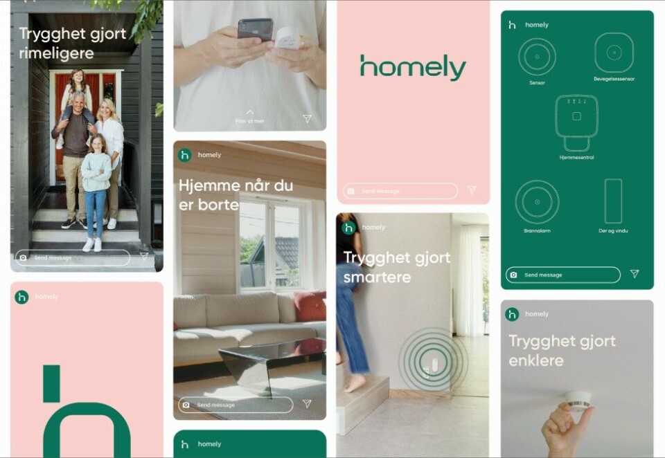 Nytt design: Her noen av flere uttak på Homelys nye visuelle profil.