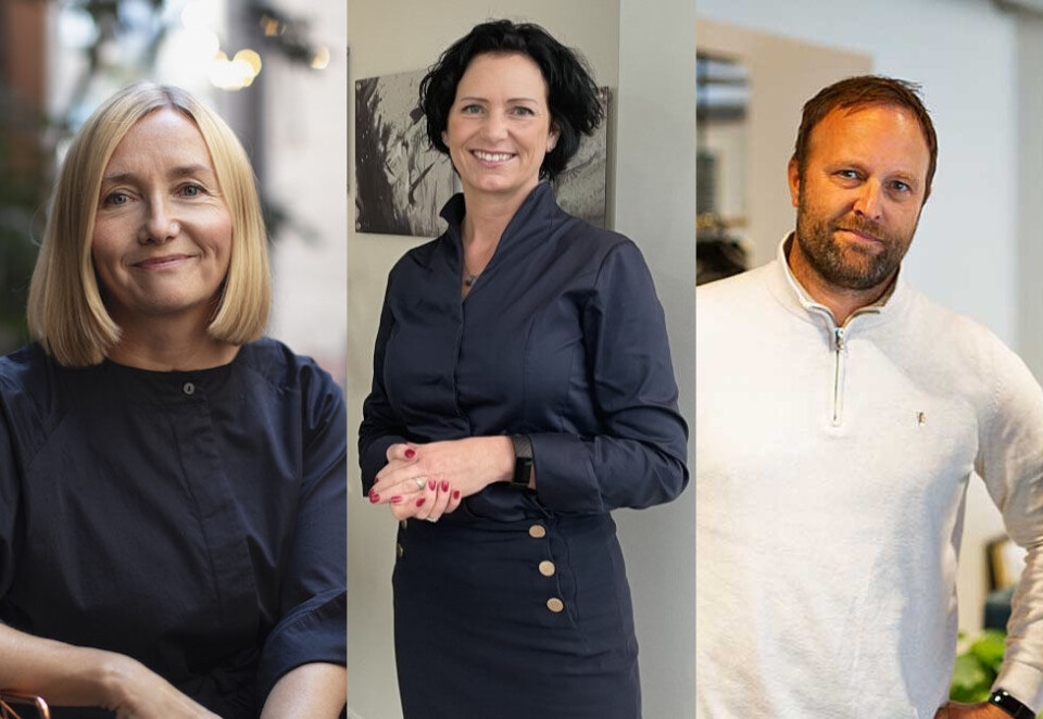 PR-konkurrenter: Trigger-sjef Bente Kvam Kristoffersen (til venstre), Zynk-sjef Guri Størvold og Try Råd-sjef Sindre Beyer kommenterer Aehad Groups oppkjøp av Wergeland Apenes.