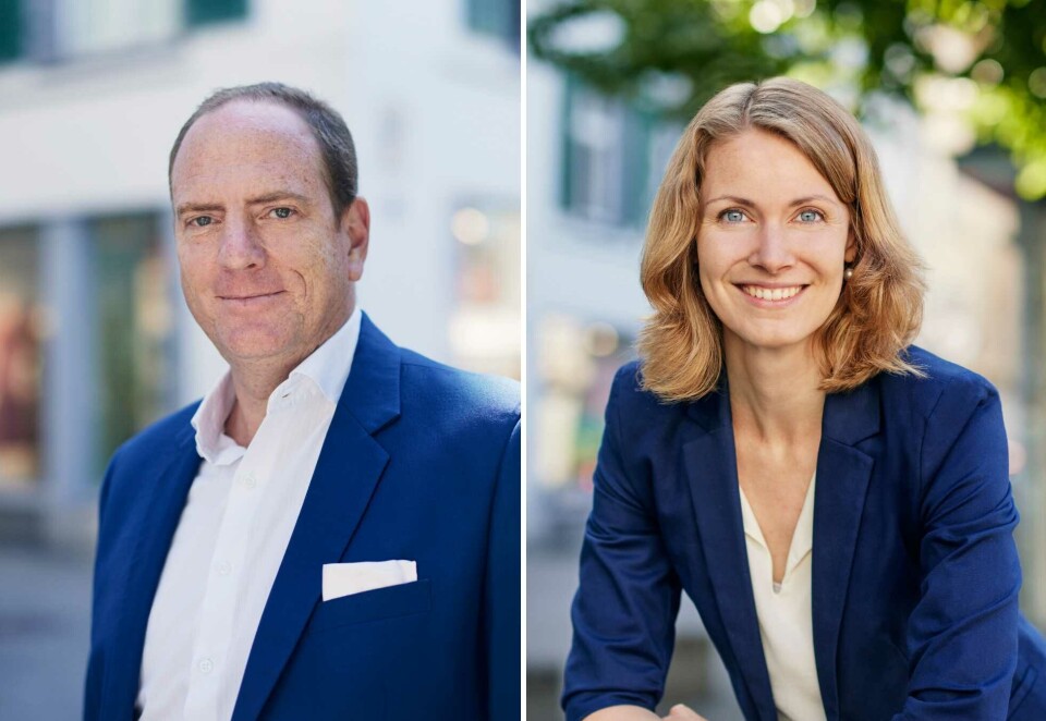 Ser mot Norge: Stefan Mathys, som er én av fem partnere i IRF Reputation. Miriam Dippe-Nistor er partner og leder for Genève-kontoret.