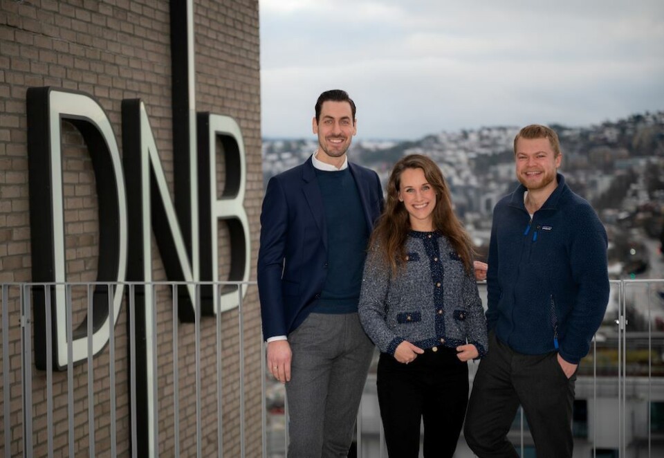 Går til kundesiden: Fra venstre: Lukas Loeb, Line Schartum Ringheim og Terje-André Kvinlaug går fra byrå- til kundesiden i DNB.