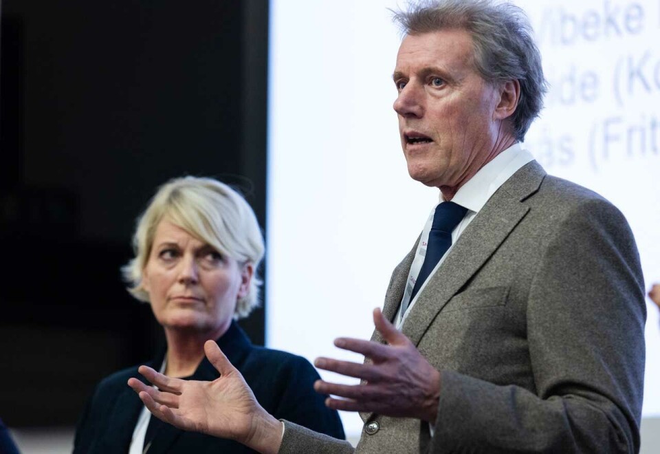 Må kutte: Også Aller Media-sjefen Dag Sørsdahl må nedbemanne. Dermed kom turen også til Dagbladet-eieren som den siste av de store mediehusene. Her Sørsdahl sammen med NRK-sjefen Vibeke Fürste Haugen. Foto: Eivor Eriksen.