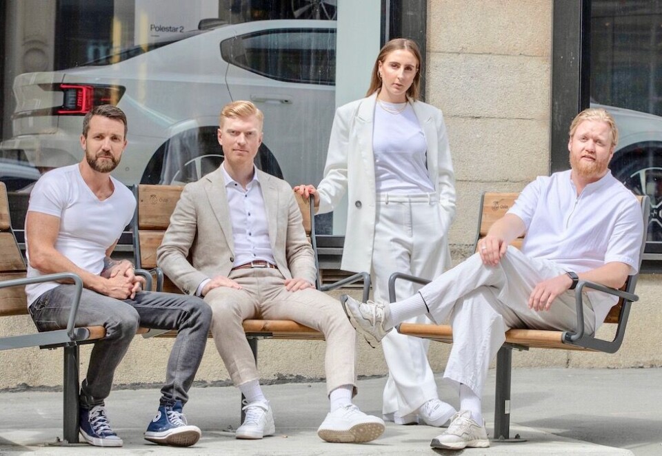Skal få Polestar til å skinne: F.v: Henrik Juel Teige, Alexander Hørthe, Rebecca Goodchild og Joakim Lien, markedssjef i Polestar. Foto: Polestar