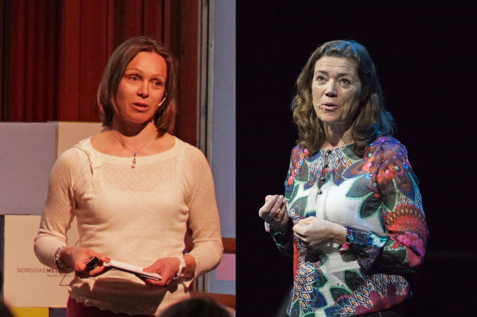 Tar selvkritikk: Ved to anledninger på relativt kort tid har nye og gamle Telenor-sjefer tatt selvkritikk knyttet til lanseringen av strømmetjenesten Comoyo. Her direktør for Comoyos film og tv-satsing, Karianne Melleby, og tidligere Telenor-direktør, Kristin Skogen Lund. Foto: Knut Jensen/Jarle Naustvik