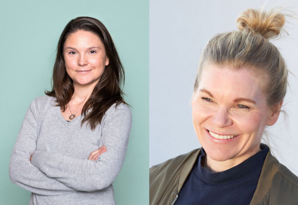 Madeleine Vehre Navekvien (Iteo) og Tina Rødahl (Peer Group) står på scenen under Kampanjes B2B-konferanse.
