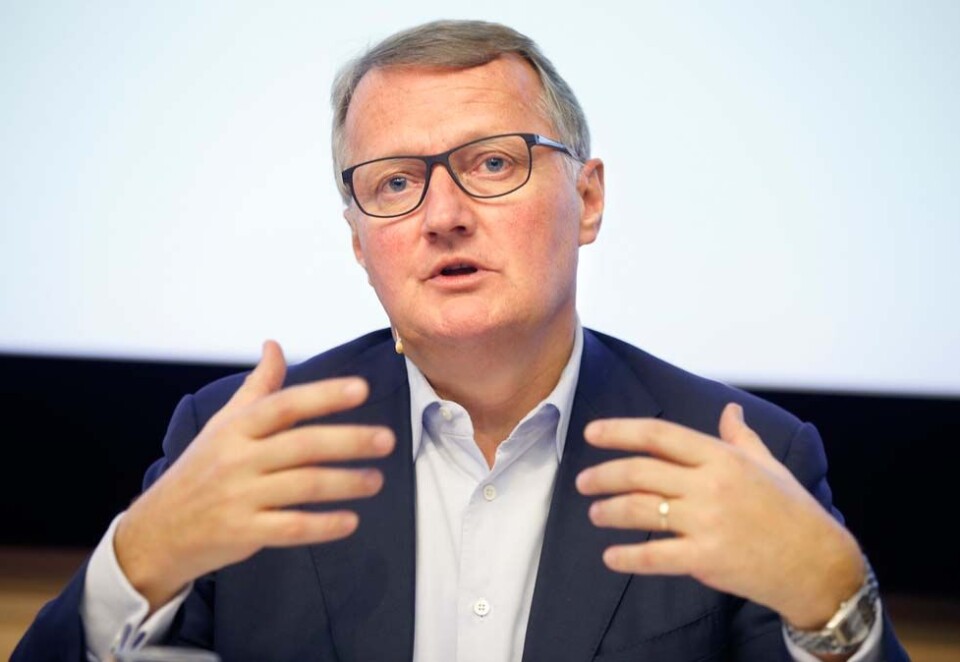 På tur: DNB-toppsjef Rune Bjerke signerte avtale om Facebook at Work for 10.000 DNB-ansatte under en studietur til Facebooks hovedkvarter i USA. Foto: Terje Pedersen / NTB scanpix