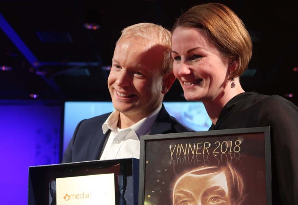 Gull til Red: Red-gjengen med Therese Becke vant pris i kategorien for «Mediestrategi» sammen med Kolonial.no. Foto: Hegnar Media