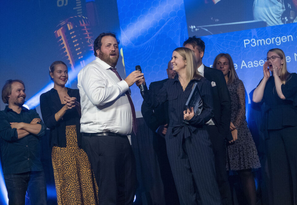 Ble hyllet: P3 Morgen tok i mot publikumspris for fjerde år på rad under årets Radio Prix-utdeling. Foto: Tor Erik Schrøder.