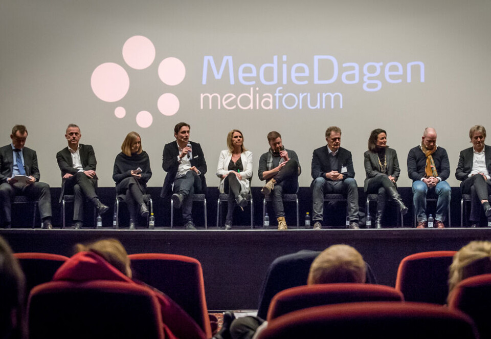 Topptungt: Det var et topptungt mediepanel som diskuterte bransjeutfordringene på Mediaforums konferanse Mediedagen 2016. Foto: Roger Fosaas.