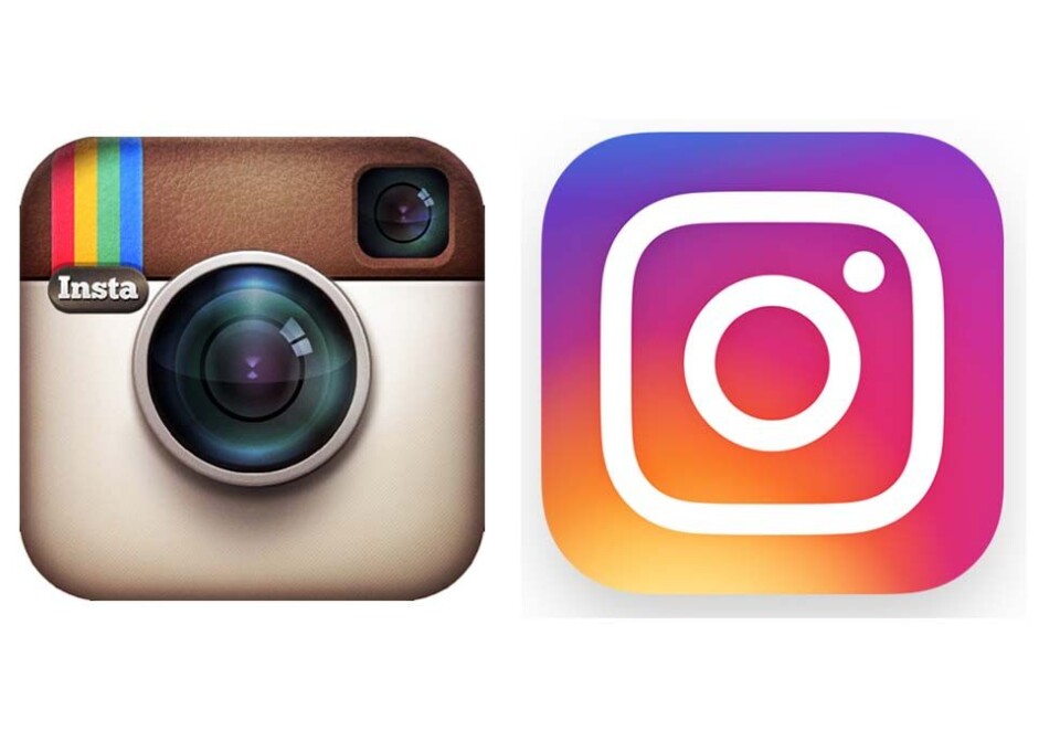 Gammel og ny: Denne uka kom oppdateringen som endrer Instagram-logoen fra den Polaroid-inspirerte kameraet til venstre - til det litt mer fargerike ikonet til høyre.