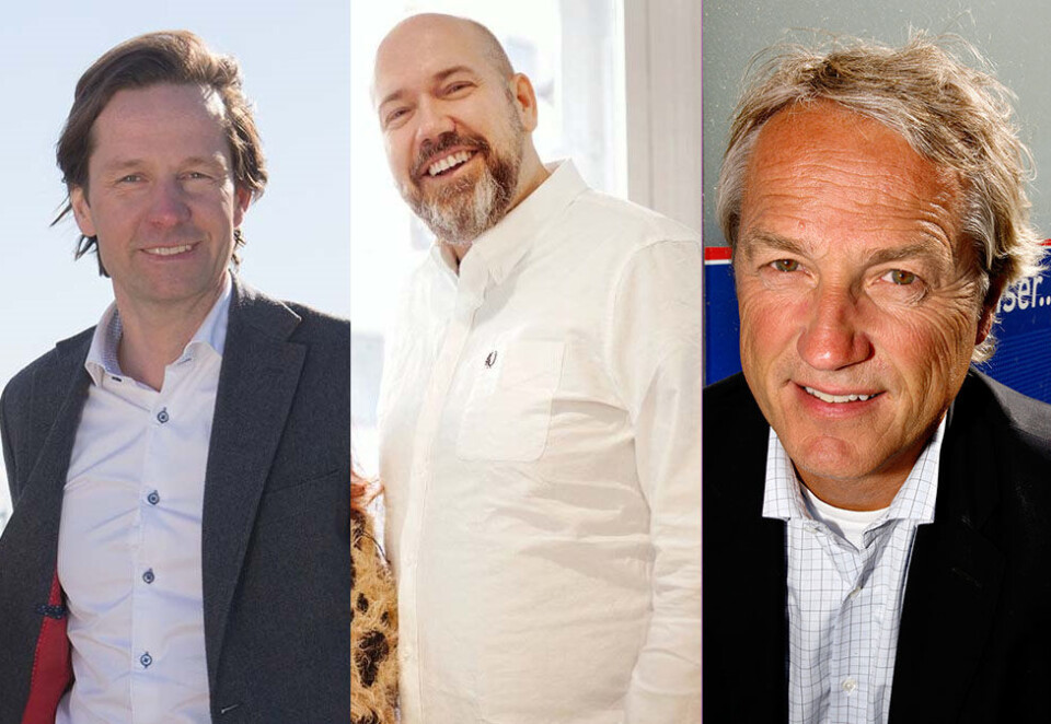 Ny byråtrio (nesten): Noen lykkes, andre ikke - i forsøkene på å slå seg sammen. For et halvt år siden forsøkte SMFB, Los & Co og In Sight å skape et nytt superselskap. Her er de tre byrålederne Jan Christian Fosseidbråten, Kristian Kristiansen og Geir Kjærnes.