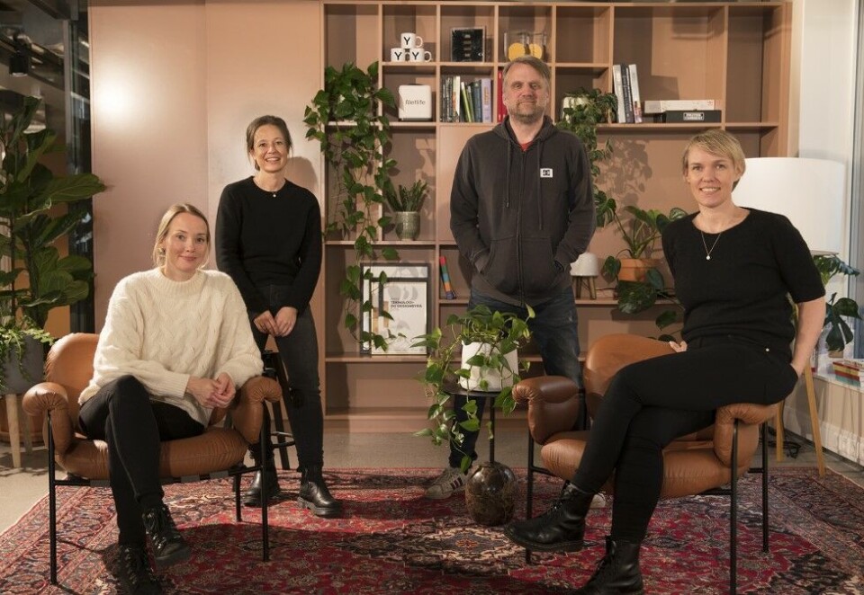 Teamet: Netlife og partnere skal hjelpe Mattilsynet med digitale tjenester. Her teamet i Netlife som jobber med Mattilsynet: Ida Marrable, Irmelin Bergh, Ove Dalen og Jorunn Aarvik. Foto: Netlife / Marte Brennbakken.