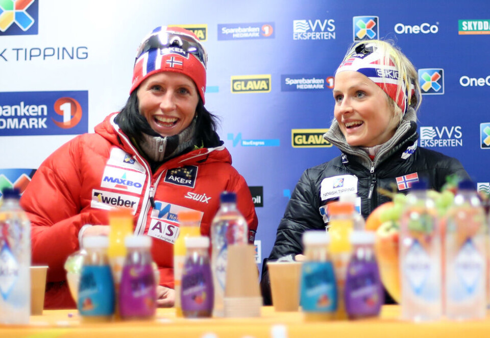 Sponsing vokser: Norske bedrifter bruker rekordsummer på sponsing - og event, viser ferske tall. Her er to av de mest attraktive sponsorobjektene i Norge, Marit Bjørgen og Therese Johaug. Foto: NTB Scanpix.
