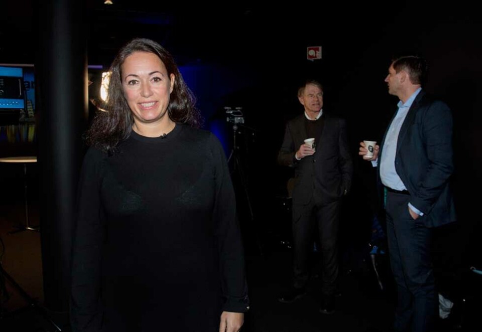 Forlater Aller-huset: Økonomidirektør Anette Nordskog i Aller Media har forlatt sin stilling i selskapet. Hun går ut av bransjen og har fått ny jobb i Norsk Gjenvinning. Her Nordskog på Kampanjes Media Business-konferanse sammen med Trond Berger i Blommenholm Industrier og Eivind Nilsen fra PWC. Foto: Eivor Eriksen