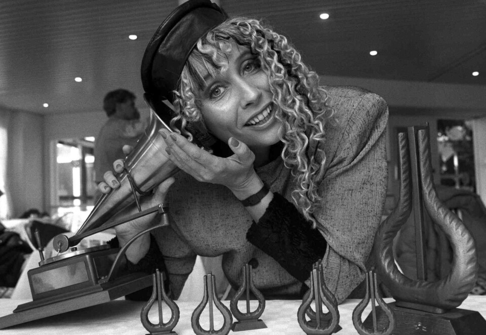 Ledet Spellemann: Rita Westvik avbildet i forbindelse med utdelingen av Spellemannprisen i 1988. Foto: Jens Kvale/NTB