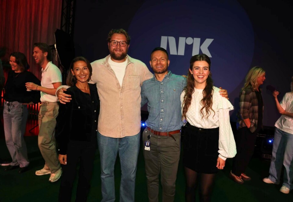 Klare for TV-høsten: Sammen med Lykkeland-skuespiller Pia Tjelta, Brekket-programleder Martin Lepperød og NRK-stjerneskuddet Annika Momrak, har TV-sjef Jan Egil Ådland store deler av høsten på NRK i sine armer. Foto: Eivor Eriksen.