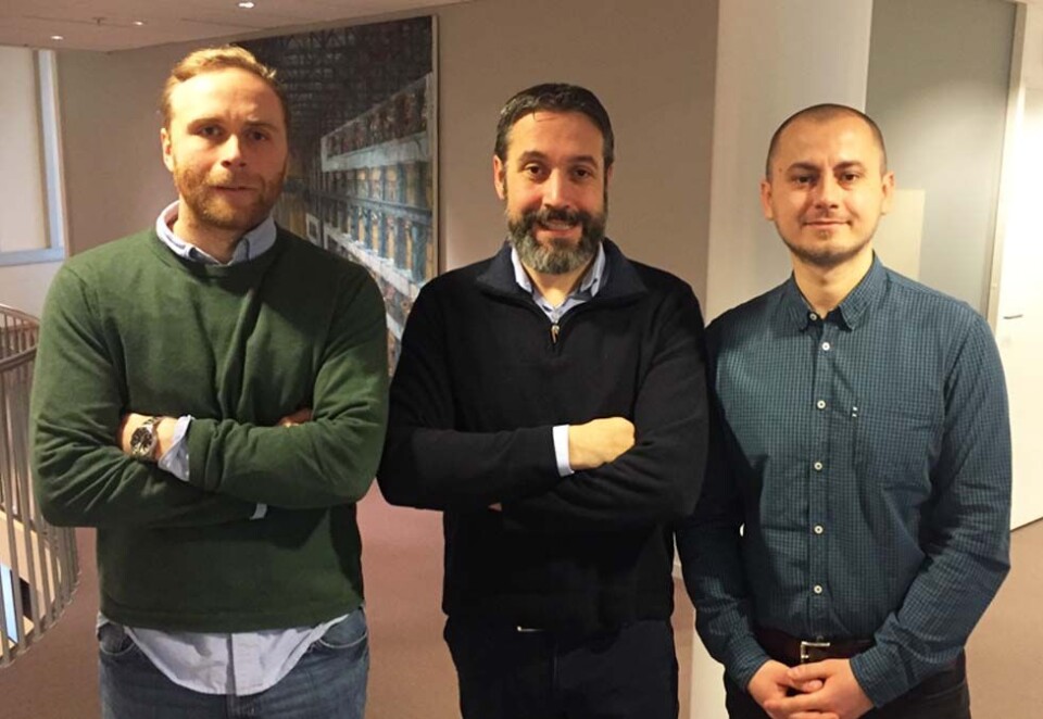 Digital trio: Nyansatt conversion manager Kim Yngland (til v), direktør forretningsutvikling global Tore Andre Godager og Alen Kurt, som er nyansatt ad operations manager. Foto: NHST