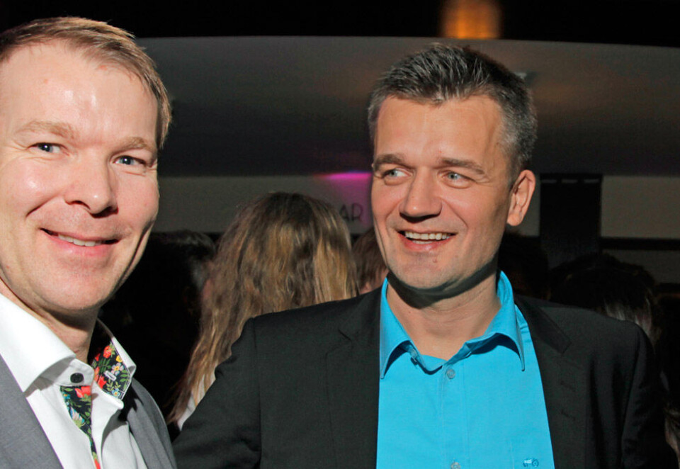 Slår sammen: Kommunikasjonsdirektøren i DNB, Thomas Midteide, har bestemt seg for å slå sammen merkevare og markedsføring i en divisjon. Her Mideide sammen med Vipps-direktør, Rune Garborg.