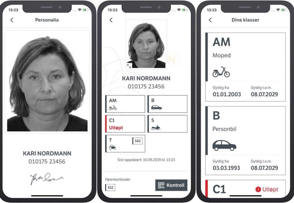 Digitalt førerkort: Slik ser det nye digitale førerkortet ut. Illustrasjonsfoto: Statens vegvesen.