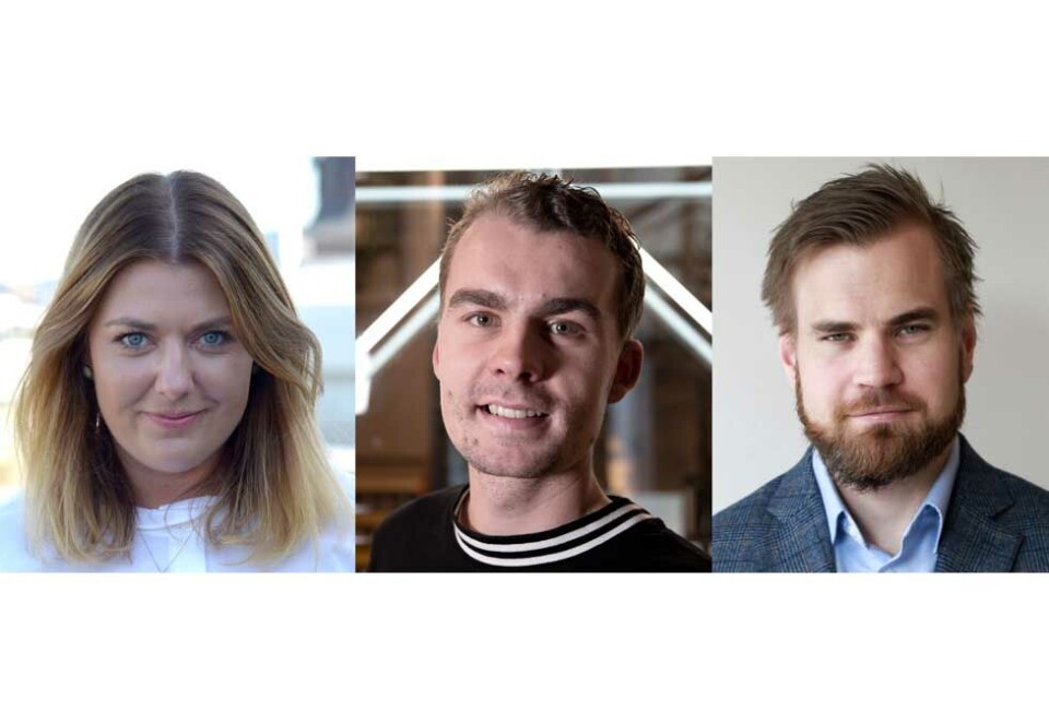 Nye digital-sjefer: Martine Frugaard, Jonas Helland og Endre Bodahl får nye lederoppgaver i Starcom.