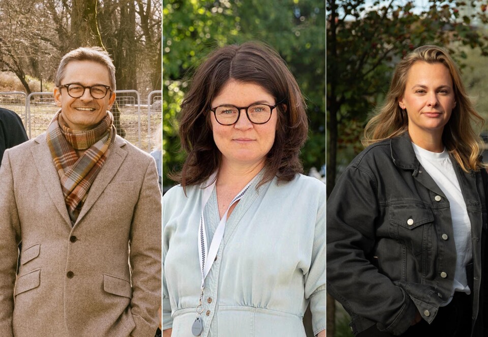 Tunge på design: Noen av de største og ledende teknologi- og designbyråene er samlet i North Alliance, Netlife og Sopra Steria. Her fra venster Noa-styreleder Thomas Høgebøl, Beth Stensen og Eggs Design-sjefen Ellen Lidgren. Foto: NoA/Netlife/Eggs.