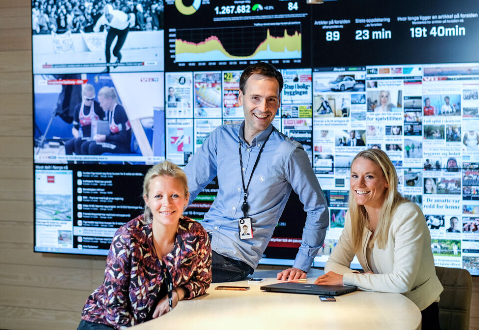 Starter ny avdeling: Direktør kreativt salg Ida Barth Anderssen, påtroppende innholdssjef Lars Magne Sunnanå og kommersiell leder Oddrun Cecilie Svegaarden i den nye avdelingen som skal jobbe med innholdsmarkedsføring i Aftenposten.