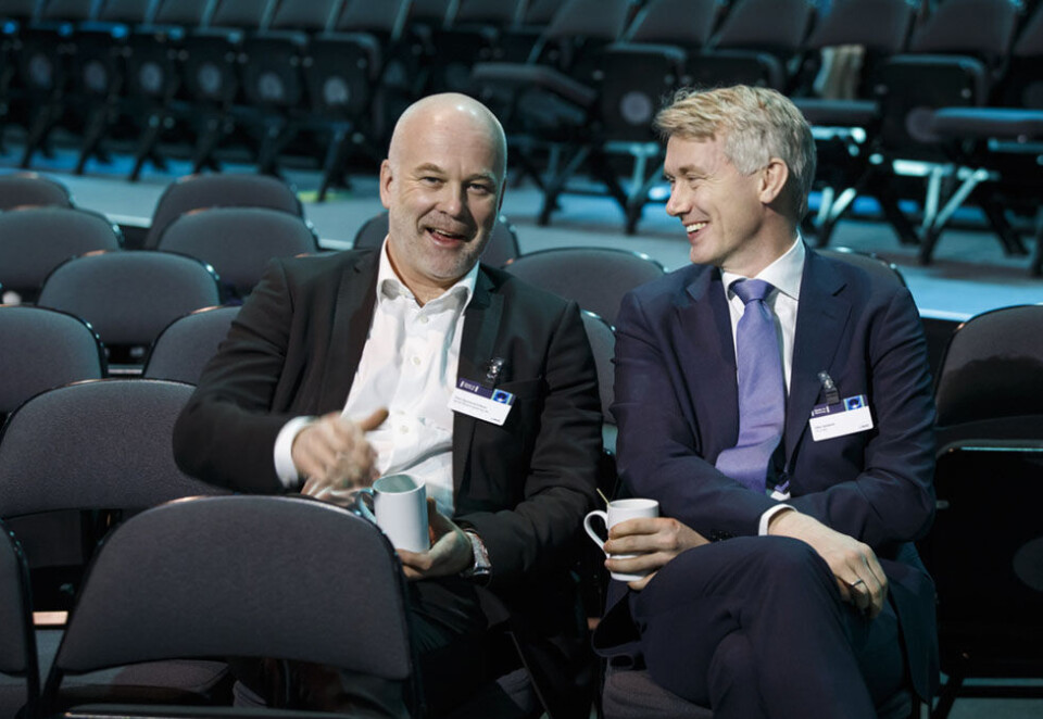 Samarbeider tettere og tettere: Det har blitt flere og flere samarbeid for NRK-sjef Thor Gjermund Eriksen og TV2-sjef Olav Sandnes, for å holde tritt med de økende kostnadene ved kjøp av sportsrettigheter, men utgiftene på sport fortsetter å øke . Foto: Scanpix.