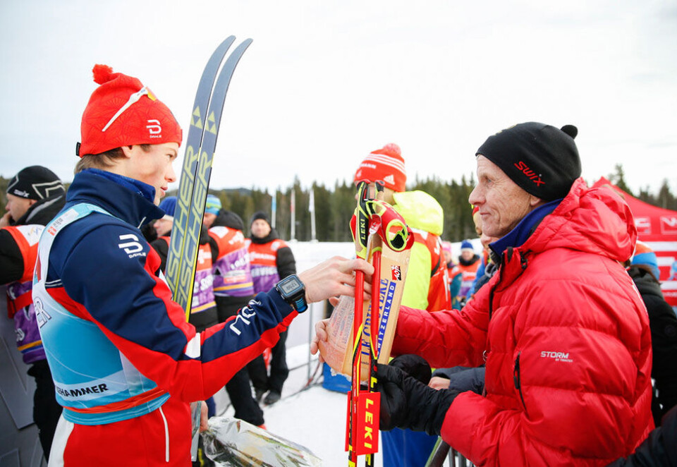 Suksessduo: I dag lanseres boken «Johannes & morfar» om det tette og nære forholdet mellom Johannes Høsflot Klæbo (22) og morfaren Kåre (75). Foto: Terje Pedersen/NTB Scanpix.
