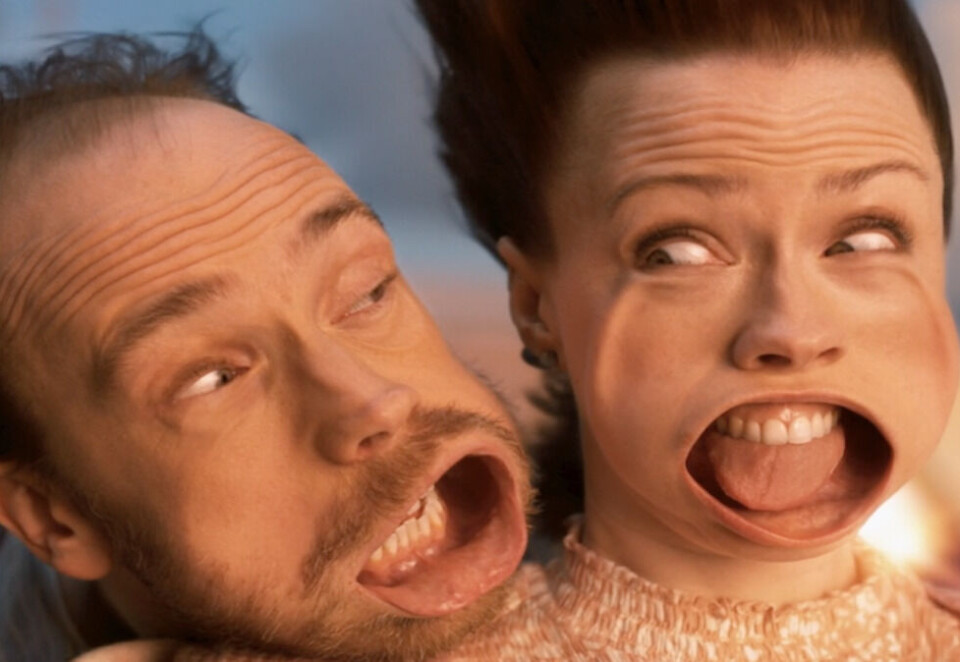 Rask båt: I Fjord Lines reklamefilm sliter skuespillerne å gjennomføre den kjente Titanic-scenen fordi båten går så fort mot Danmark.