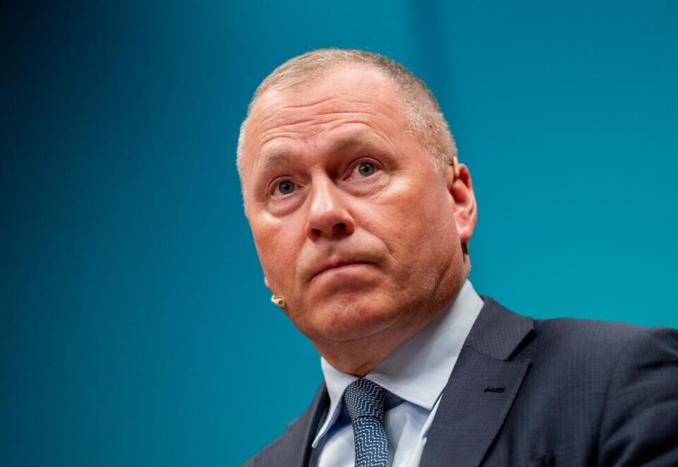 Rekordavkastning: Administrerende direktør Nicolai Tangen presenterer oljefondets nøkkeltallene for 2023 under en pressekonferanse i Norges bank. Foto: Fredrik Varfjell / NTB