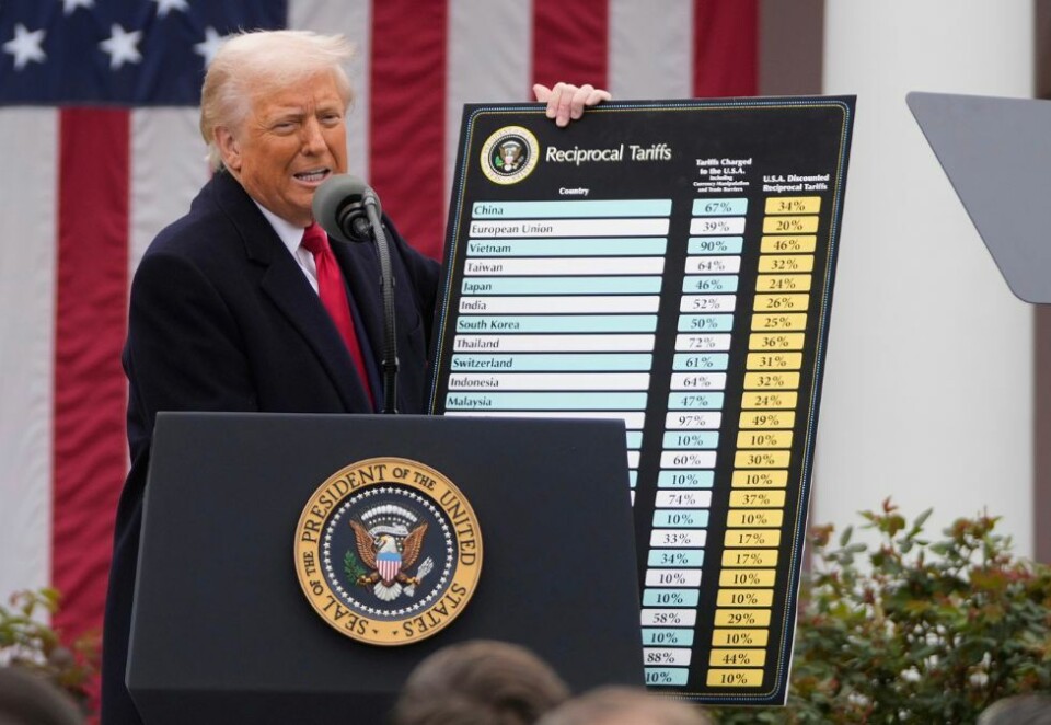 Tollsjefen: USAs president og selverklært tollsjef, Donald Trump, presenterte onsdag i forrige uke datsene han skal innføre mot andre land. Nå skjelver børsene og investorene. Foto: NTB.
