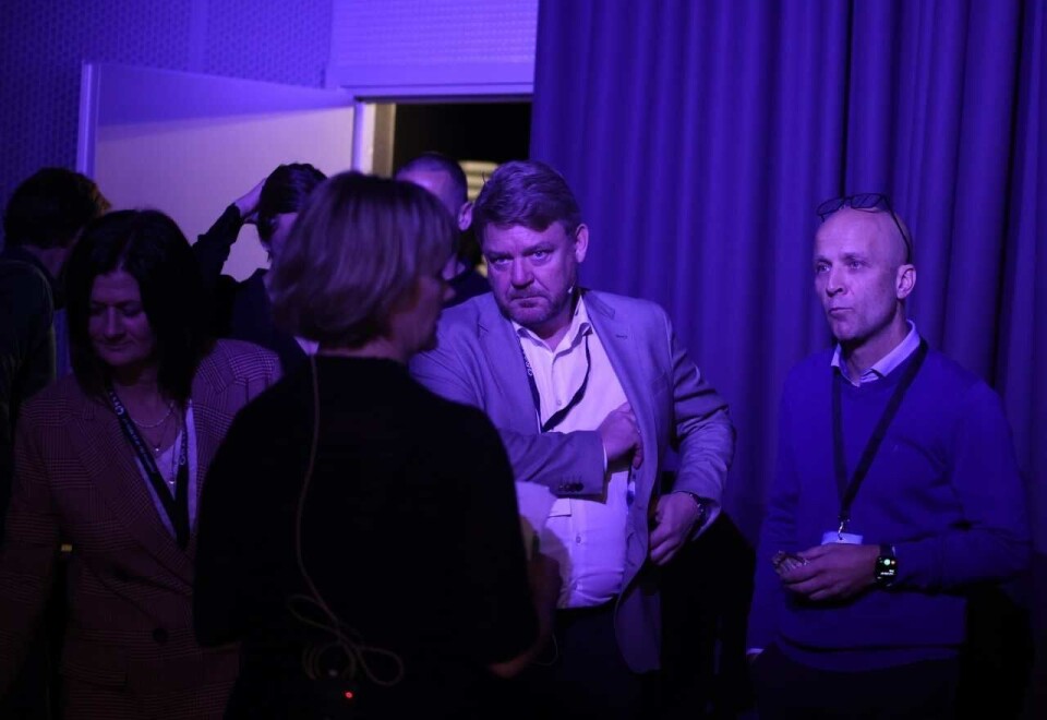 Reagerer på podkast-satsing: Radiosjef i NRK Cathinka Rondan (til venstre), P4-sjef Kenneth Andresen og Bauer-topp Kristoffer Vangen møttes torsdag for å diskutere Sophie Elise, Fetisha og NRKs lydpolitikk under Radiodagene torsdag. Foto: Eivor Eriksen