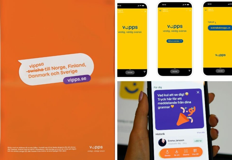 Vippsa: Vipps utvider og blir også tilgjengelig i Sverige. Det markerer de i en ny kampanje denne uken.