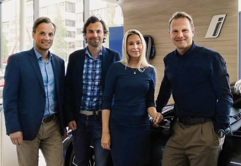 Skal inn i bilbransjen: Bavaria har gått for byråkonstellasjonen Naug og Amidays. Fra venstre salgsdirektør Morten Dahle og markedskoordinator Adele Dahl i Bavaria sammen med daglig leder i Naug, Christian Gottschalk og daglig leder i Amidays, Jakob Skåltveit.