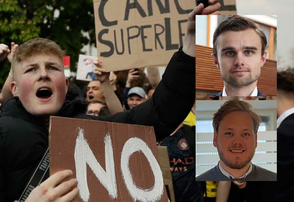 - En håpløs match: Rådgiverne i Gambit, Stian Vestermo og Fredrik Halsen, oppsummerer Super League-saken som har dominert verdens medier de siste par dagene. - Å skulle overbevise resten av verden, uten å ha støtte fra egne ansatte, er en håpløs match. skriver de to i dette innleget. Foto: Scanpix/Gambit.