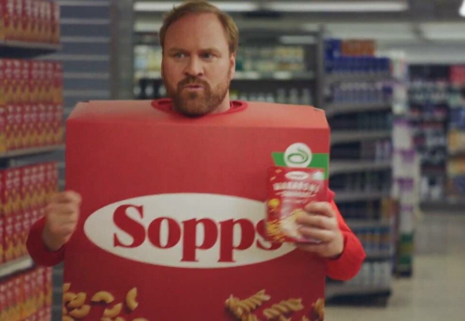 «Soppelisopps!»: Sopps-mannen skal sørge for at pasta serveres både til hverdag og fest. Det er Dentsu Creative Sweden som står bak konseptet.