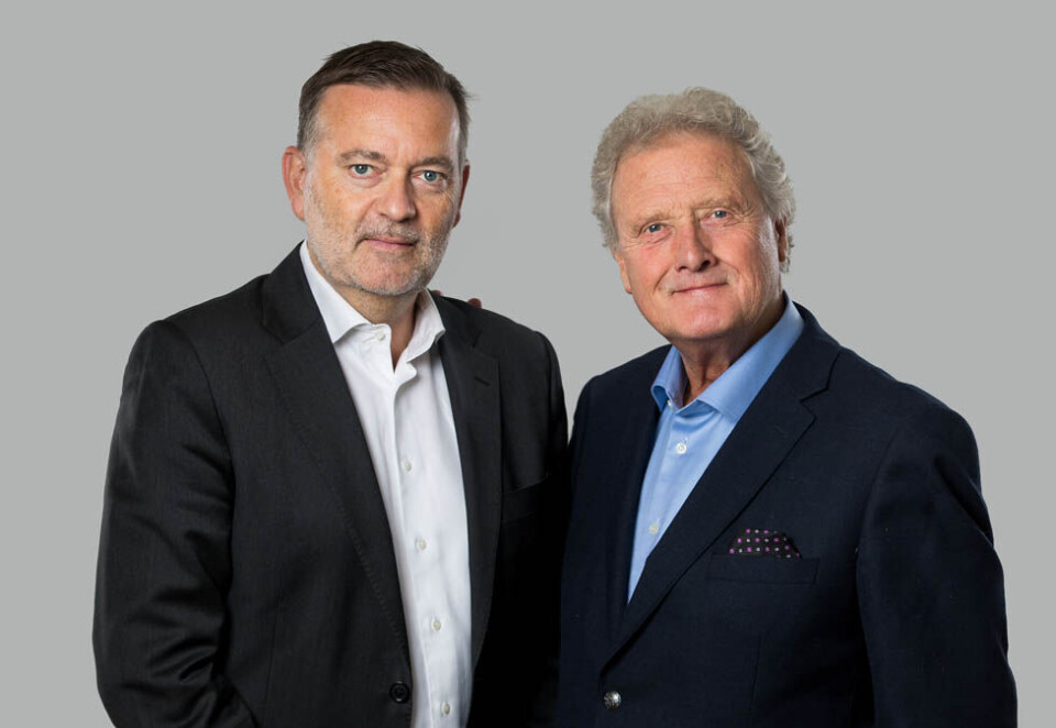 Blir samarbeidspartnere: Daglig leder i Kruse Larsen, Jan-Erik Larsen, og Dan Børge Akerø, blir nå samarbeidspartnere i tiden fremover. Foto: Espen Solli.